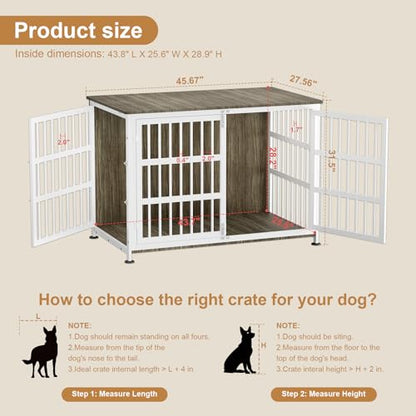 46" XXL Dog Crate Furniture for for Large & Medium Dogs with Wheels, view 3