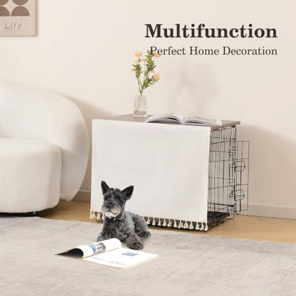 Dog Crate Topper Wood with Tassel Curtain for 36 inch Crate, view 5