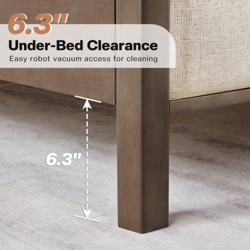 Queen Solid Wood Bed Frame 50" Tall Headboard&Footboard, Ash Grey, view 7