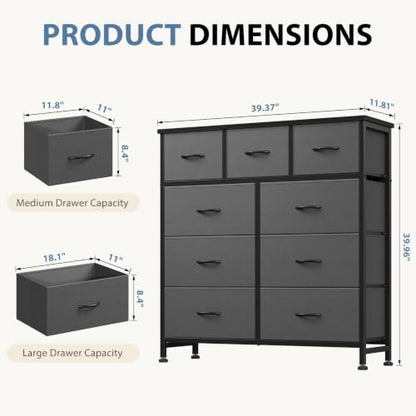 9 Drawer Dresser for Bedroom, Storage Organizer Chest of Drawers, view 4