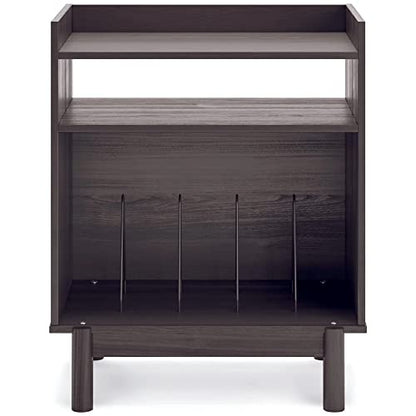 Signature Design by Ashley Brymont Mid-Century Modern Turntable Media Console, Dark Gray