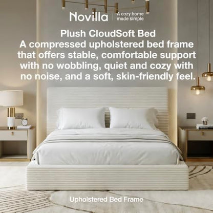 King Plush CloudSoft Corduroy Bed Frame White, view 5