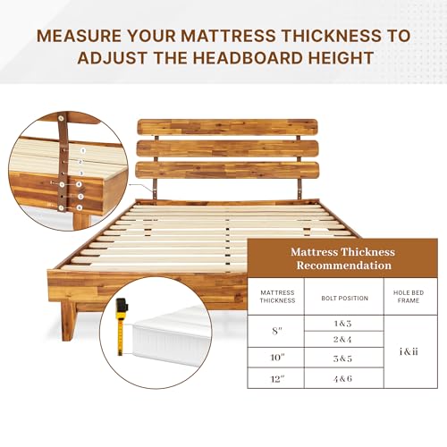 Caden 15 Inch Deluxe Bed Frame with Adjustable Headboard, Mid Century, view 7