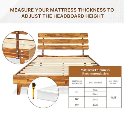 Caden 15 Inch Deluxe Bed Frame with Adjustable Headboard, Mid Century, view 7