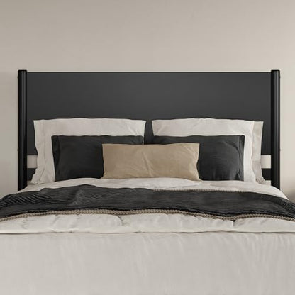 Modern Queen Wood Panel Headboard, Black, view 4