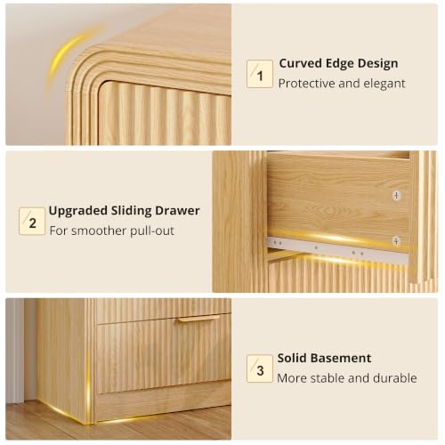Fluted 6-Drawer Dresser Modern Wood Chest Organizer with Anti-Tip, view 6