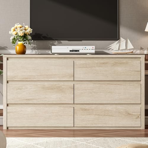 6 Drawer Dresser for Bedroom, Wood Chest of Drawers Handle Free, view 4