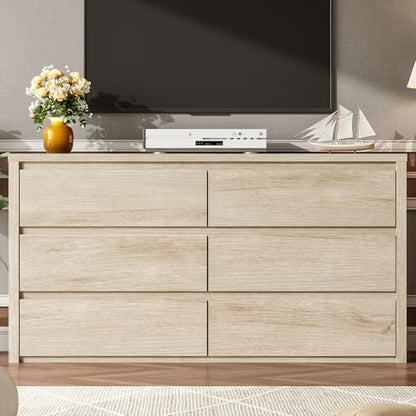 6 Drawer Dresser for Bedroom, Wood Chest of Drawers Handle Free, view 4