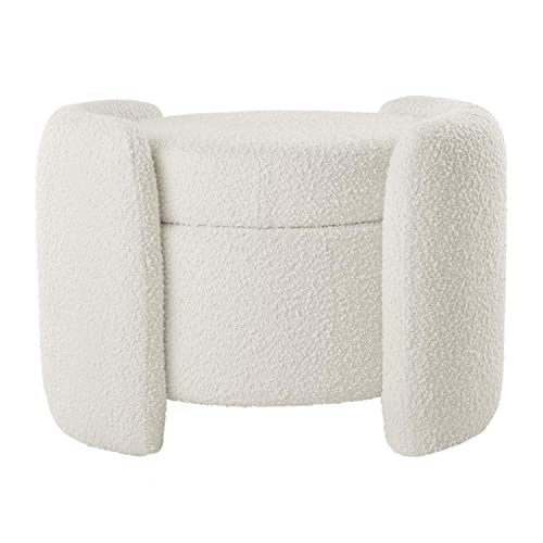 EEI-5561-IVO Nebula Boucle Upholstered Upholstered Ottoman, Ivory