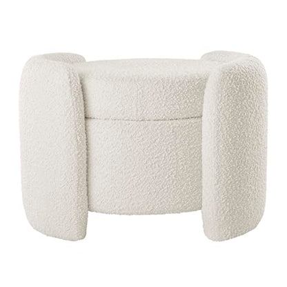 EEI-5561-IVO Nebula Boucle Upholstered Upholstered Ottoman, Ivory