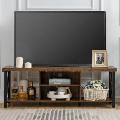 TV Stand for TV up to 65 Inches, TV Cabinet with Open Storage, TV Console Unit with Shelving for Living Room, Entertainment Room, Rustic Brown