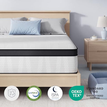 King Size Mattress, 12 Inch King Hybrid Mattress in a Box, Medium Firm Bed with Pocket Springs for Motion Isolation, Strong Edge Support, Breathable Comfort, CertiPUR-US Certified