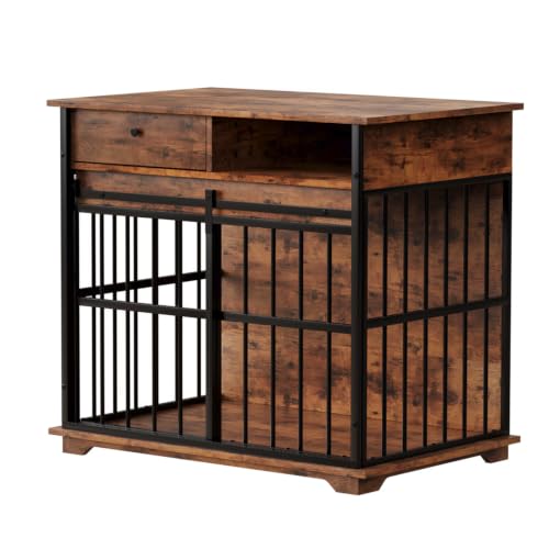 Wooden Dog Crate Furniture for Small Dogs Indoor Kennel End Table Pet Cage, view 6