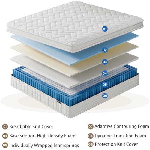 Twin Mattress, 14 Inch Twin Size Mattress in a Box with Memory Foam Hybrid, view 4