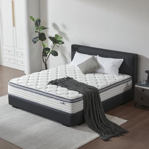 12 Inch Queen Mattress in a Box, Medium Firm Hybrid Mattress with Pocket Springs and Comfort Foam- Edge Support, Motion Isolation & Pressure Relief