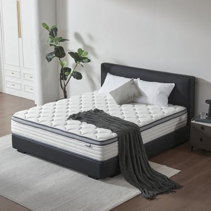 12 Inch Queen Mattress in a Box, Medium Firm Hybrid Mattress with Pocket Springs and Comfort Foam- Edge Support, Motion Isolation & Pressure Relief
