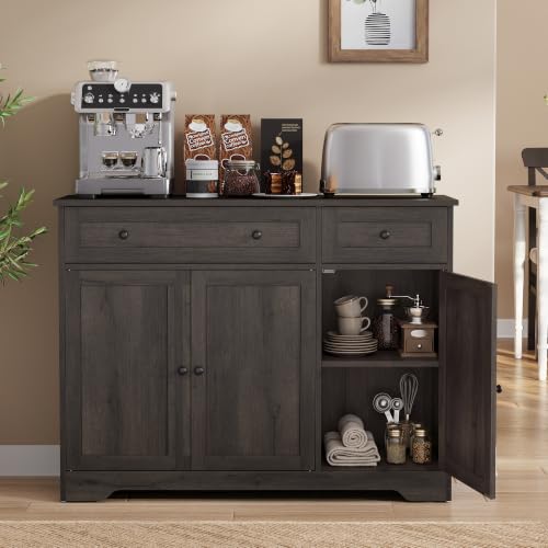 VASAGLE Buffet Cabinet, Sideboard, 3 Doors, 42.1 x 15.8 x 31.8 Inches, view 2
