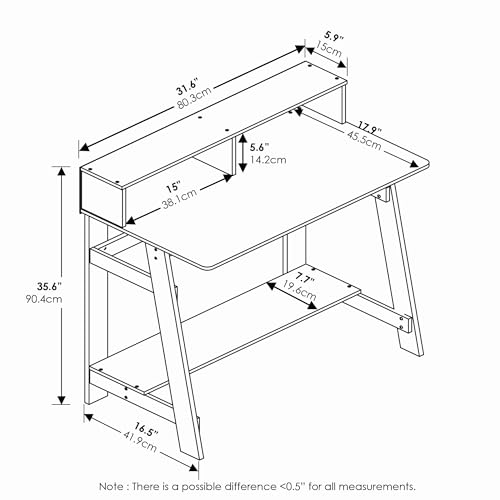 Simplistic 31-Inch Compact Computer Desk, Black Espresso, view 6