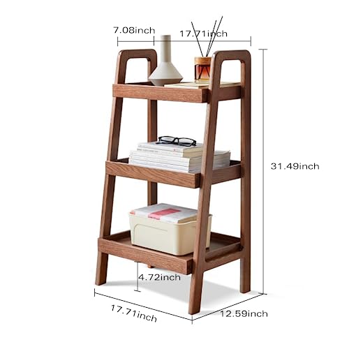 100% Solid Sofa Table - Versatile Design Narrow End Table with 3-Tier Open Storage for Living Room, Bedroom, or Small Spaces - Ladder Shelf for Study (Walnut)