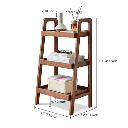 100% Solid Sofa Table - Versatile Design Narrow End Table with 3-Tier Open Storage for Living Room, Bedroom, or Small Spaces - Ladder Shelf for Study (Walnut)