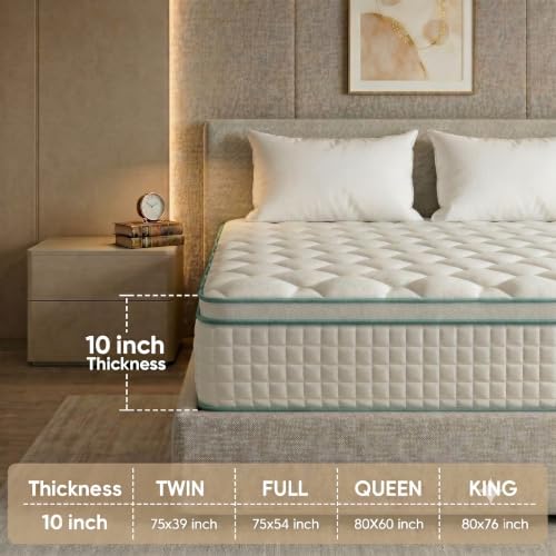 Twin Size Mattress 10 Inch, Hybrid Mattresses Medium Firm Mattress Bed in a Box, view 6