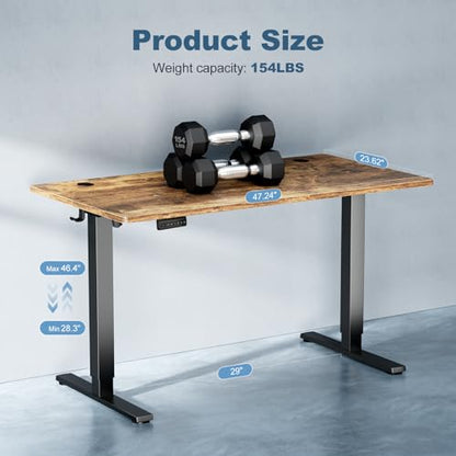 48 Inch Electric Standing Desk, Memory Adjustable Home Office Desk, view 4