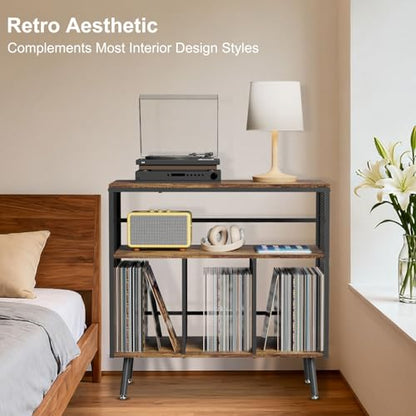 Record Player Stand with Vinyl Storage, view 6