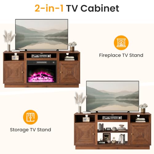 Tall TV Stand for TVs Up to 65", Mid-Century Modern, Walnut, view 5