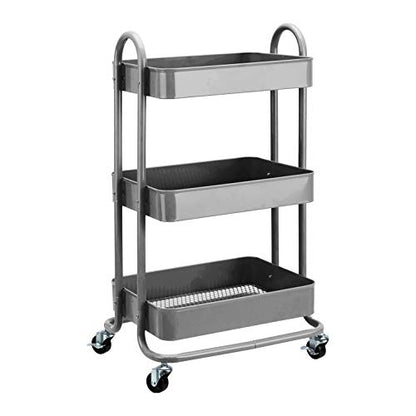 3-Tier Rolling Utility or Kitchen Cart, Lockable Wheels, Multifunctional Storage, view 2