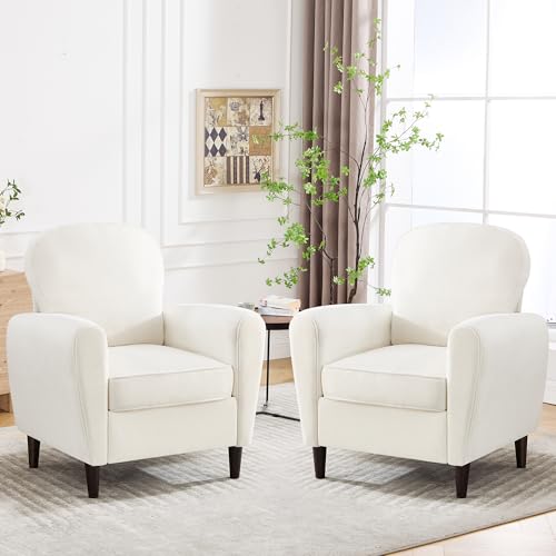 Accent Chair Set of 2, Beige Mid Century Modern Comfortable Cushioned Chair, view 2