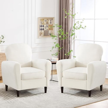 Accent Chair Set of 2, Beige Mid Century Modern Comfortable Cushioned Chair, view 2