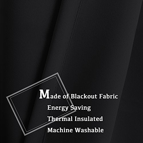 Black Blackout Curtain Blinds Blackout Curtains for Bedroom 84 inches Long Solid Thermal Insulated Window Treatment Blackout Drapes/Draperies for Living Room (2 Panels,42W x 84L,Black)