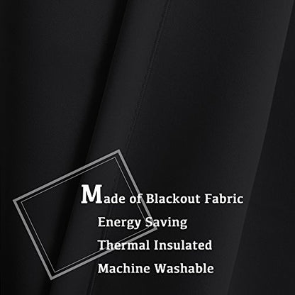 Black Blackout Curtain Blinds Blackout Curtains for Bedroom 84 inches Long Solid Thermal Insulated Window Treatment Blackout Drapes/Draperies for Living Room (2 Panels,42W x 84L,Black)