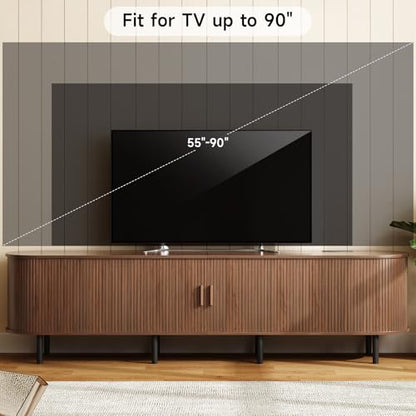 86.6" TV Stand with Power Outlet & Storage for TVs up to 90“ Walnut, view 6