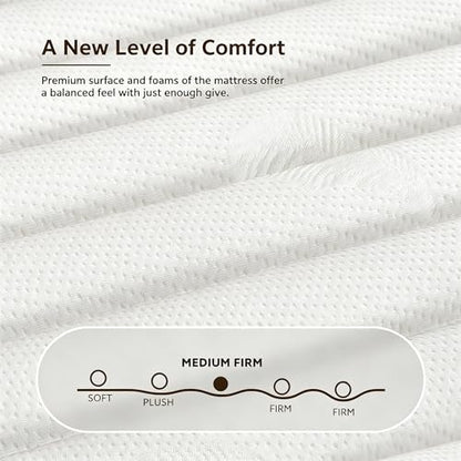 Twin Size Mattress, Hybrid Twin Mattress 12 Inch Medium Firm, view 4