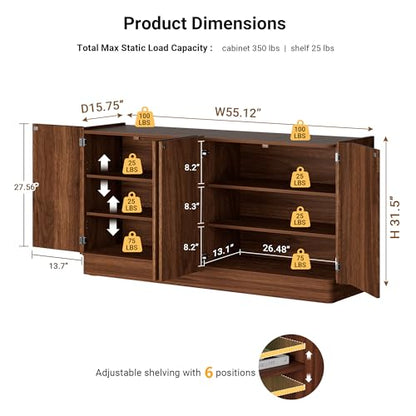 Large Sideboard Buffet Cabinet with Storage, view 4