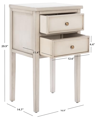 SAFAVIEH Furniture - Toby 2-Drawer Accent Table - White Birch - Solid Wood - Modern Storage Design - Ideal for Living Room, Bedroom, Home Office, 16.9"W x 14.7"D x 29.9"H - Fully Assembled (AMH6625D)