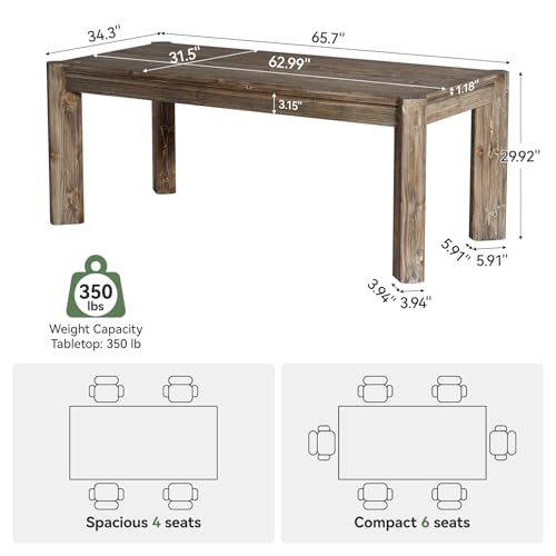 63" Solid Wood Executive Desk, Farmhouse Home Office Computer Desk, view 3