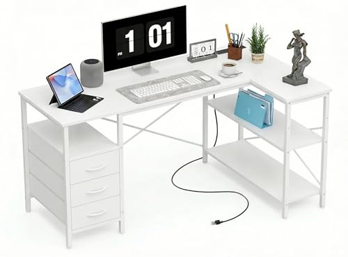 L Shaped Gaming Desk with Power Outlets, view 2