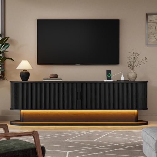 70" Fluted TV Stand with Power Outlet for TVs up to 80", view 2