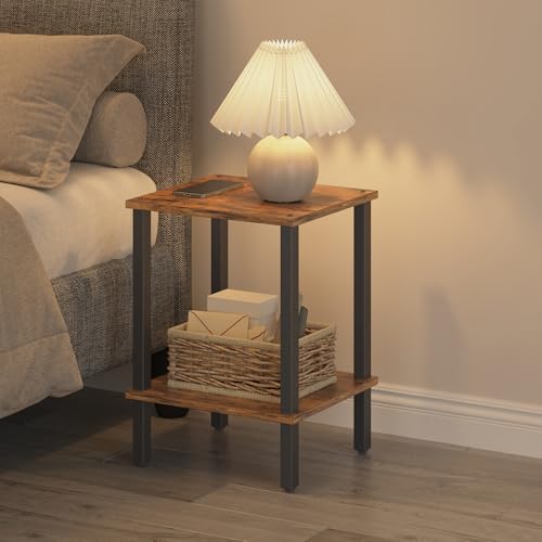 End Table, Set of 2, Side Table, Nightstand, 2-Tier Storage Shelf, Sofa Table for Small Space, Living Room, Bed Room TB01BB035