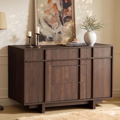 47.2" Buffet Cabinet with Storage, Skeleton Line Design, Walnut, view 2
