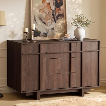 47.2" Buffet Cabinet with Storage, Skeleton Line Design, Walnut, view 2