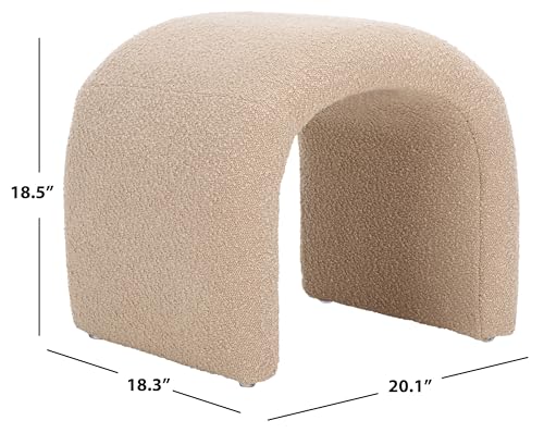 SAFAVIEH Home Collection Kibo Tan Boucle Waterfall Curved Ottoman (Fully Assembled)
