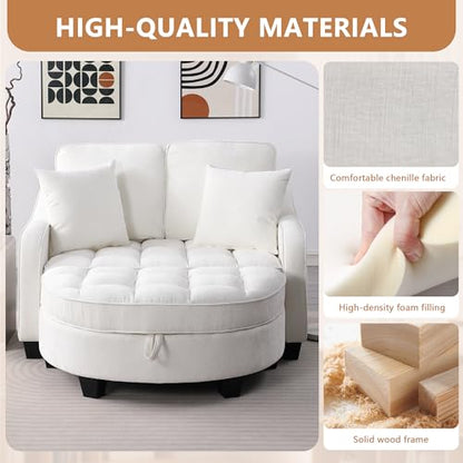 Two-Seater Sofa, Ergonomic and Backrest Design, Ottoman with Storage, view 8