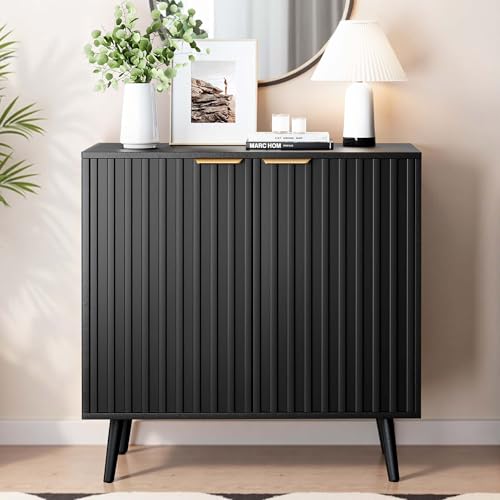Fluted Storage Cabinet, Buffet Cabinet with Storage, view 2