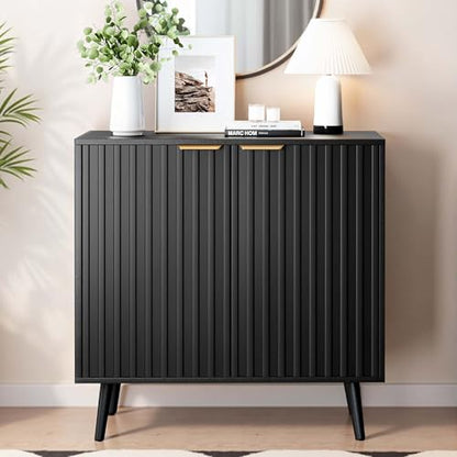 Fluted Storage Cabinet, Buffet Cabinet with Storage, view 2