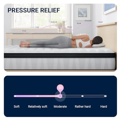 King Size Mattress, 12 Inch King Hybrid Mattress in a Box, Medium Firm Bed with Pocket Springs for Motion Isolation, Strong Edge Support, Breathable Comfort, CertiPUR-US Certified