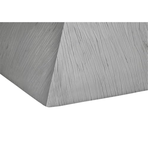 25" Geometric Indoor/Outdoor Accent Table, Gray Finish, Weather-Resistant Magnesium Oxide, Wood-Grain Textured Base, Modern Side Table for Patio, Living Room, or Bedroom Use