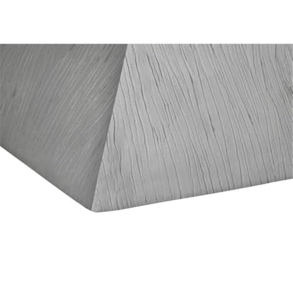 25" Geometric Indoor/Outdoor Accent Table, Gray Finish, Weather-Resistant Magnesium Oxide, Wood-Grain Textured Base, Modern Side Table for Patio, Living Room, or Bedroom Use